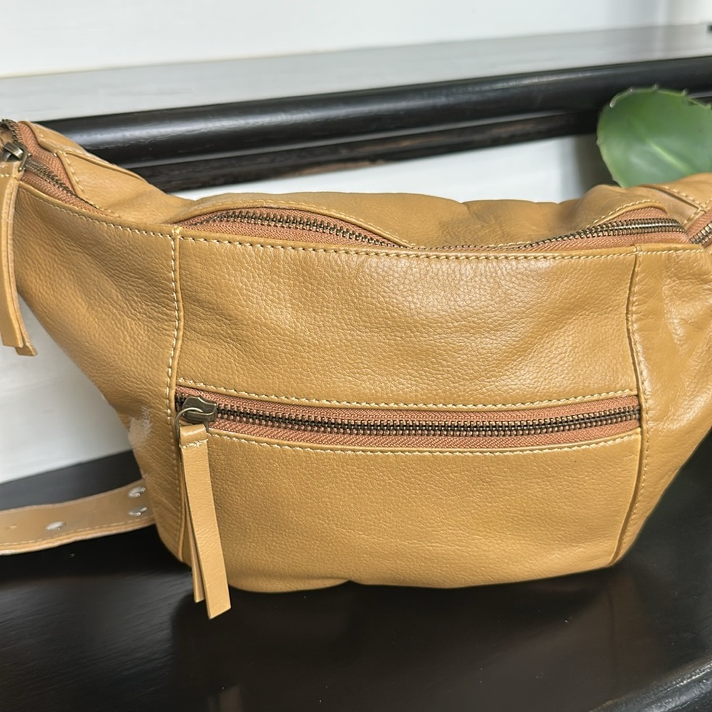 Free People Tan Leather Crossbody Belt Bag with Studded Strap - Picture 11 of 14